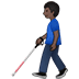 👨🏿‍🦯 man with white cane: dark skin tone display on Samsung